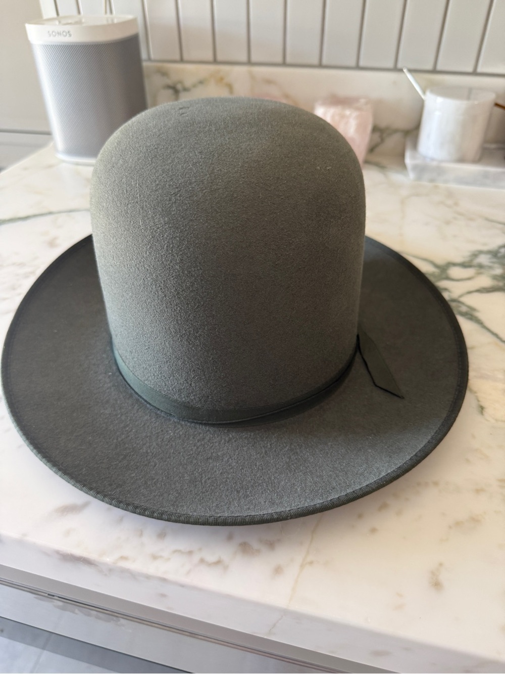 Akubra  Campdraft Olive Green Felt Bowler Hat with Ribbon Band - Picture 4 of 12